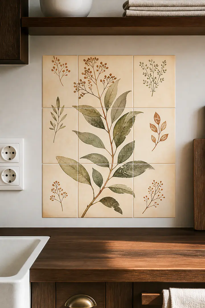 Modern Herbarium Panel Tile Decals