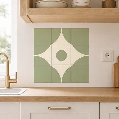 Sage Quarter Circle Fliesenfolien secondary image