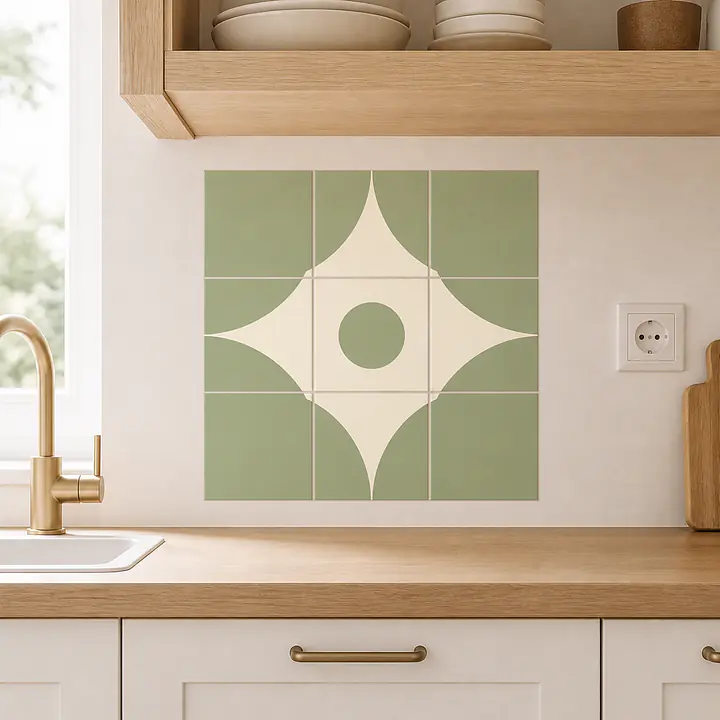 Sage Quarter Circle Fliesenfolien secondary image