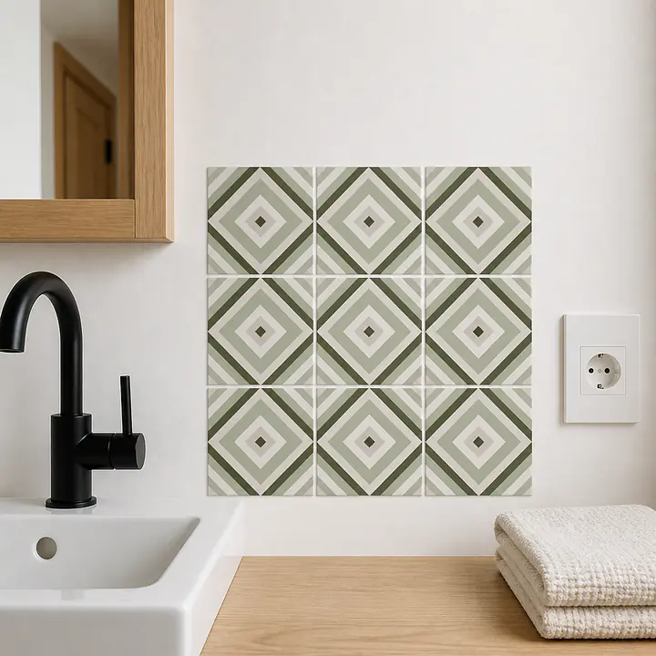 Olive Chevron Focus Fliesenfolien