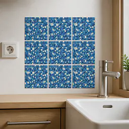 Blue Micro Mosaic Fliesenfolien