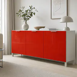 Möbelfolie Hellrot glänzend auf Sideboard