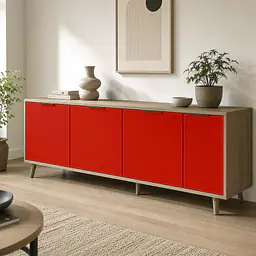 Möbelfolie Hellrot matt auf Sideboard