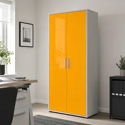 Möbelfolie Goldenes Gelb glänzend auf Schrank