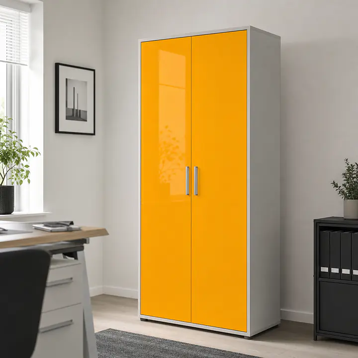 Möbelfolie Goldenes Gelb glänzend auf Schrank