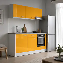 Möbelfolie Goldenes Gelb glänzend auf Küche