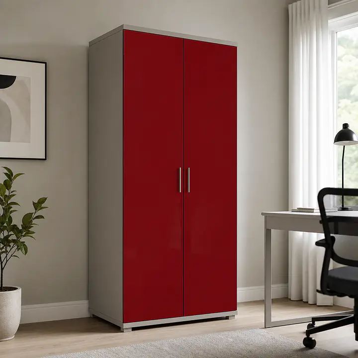 Möbelfolie Dunkelrot hochglänzend auf Schrank