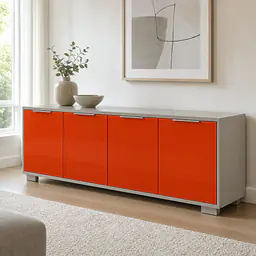 Möbelfolie Orange-Rot glänzend auf Sideboard
