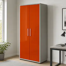Möbelfolie Orange-Rot glänzend auf Schrank