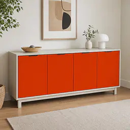 Möbelfolie Orange-Rot matt auf Sideboard