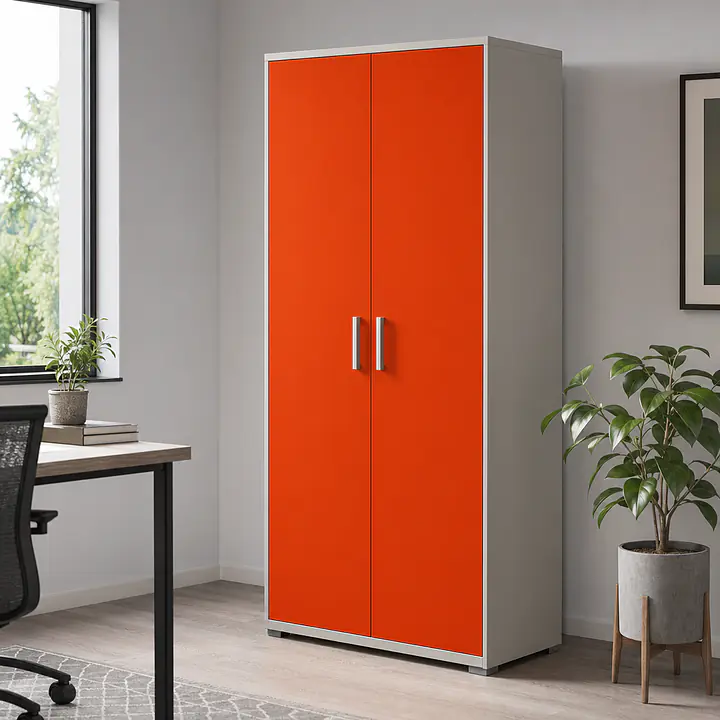 Möbelfolie Orange-Rot matt auf Schrank