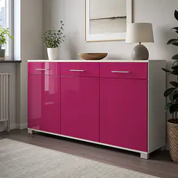Möbelfolie Pink glänzend – kräftiges Einfarbdekor auf Küche