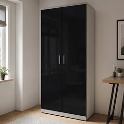Möbelfolie Schwarz glänzend auf Schrank