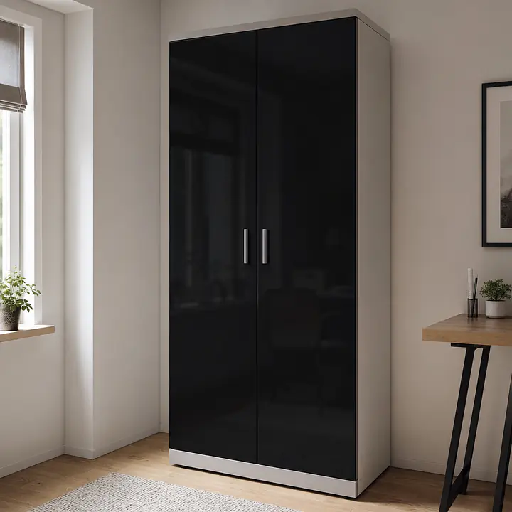 Möbelfolie Schwarz glänzend auf Schrank