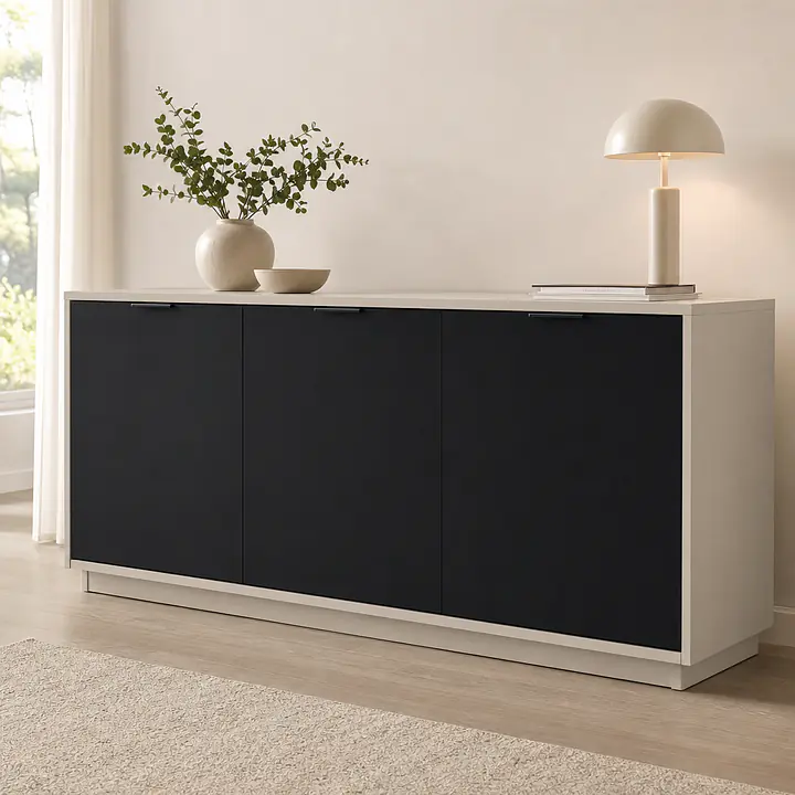 Möbelfolie Schwarz matt für moderne Möbel auf Sideboard