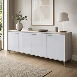 Möbelfolie Weiß Hochglanz auf Sideboard