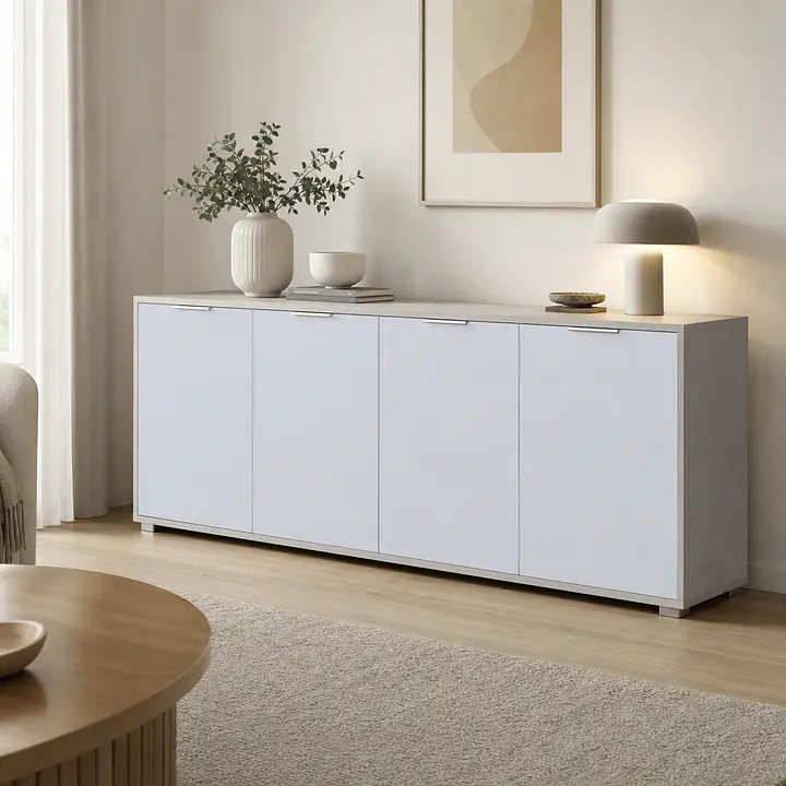 Möbelfolie Weiß Matt für moderne Möbel auf Sideboard