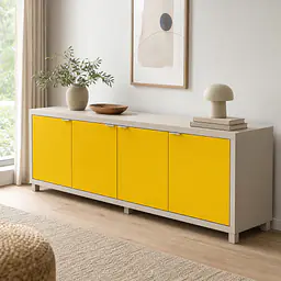 Möbelfolie Hellgelb Matt - einfarbig leuchtend auf Sideboard
