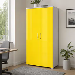 Möbelfolie Sonniges Gelb glänzend auf Schrank