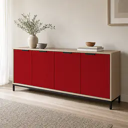 Möbelfolie Dunkelrot Matt auf Sideboard