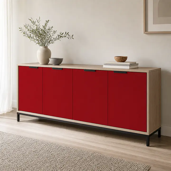 Möbelfolie Dunkelrot Matt auf Sideboard