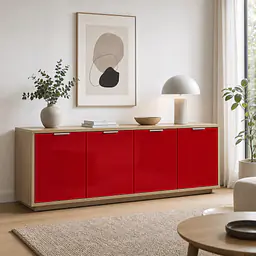 Möbelfolie Rot glänzend auf Sideboard