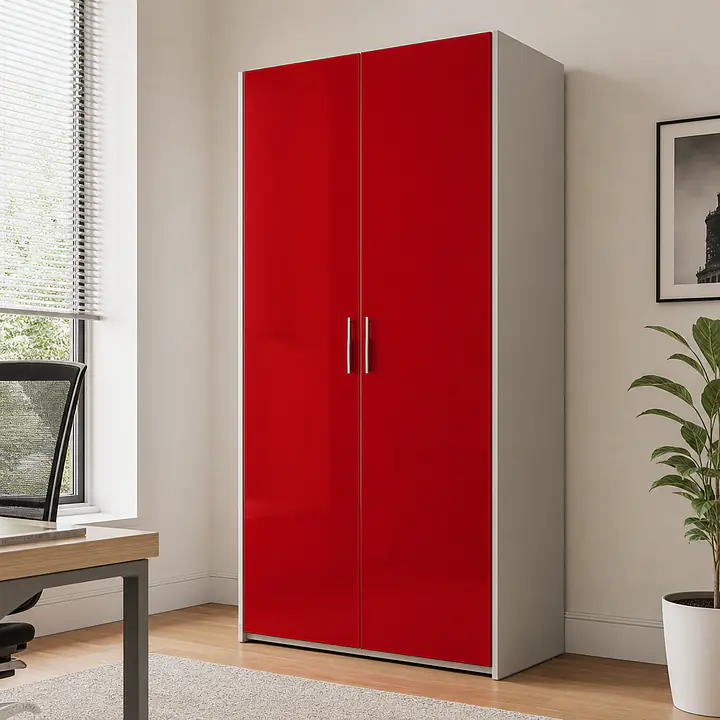 Möbelfolie Rot glänzend auf Schrank