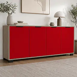 Möbelfolie Rot Matt - kräftiges Uni-Rot auf Sideboard