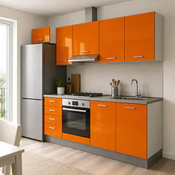 Möbelfolie Hellorange glänzend auf Küche