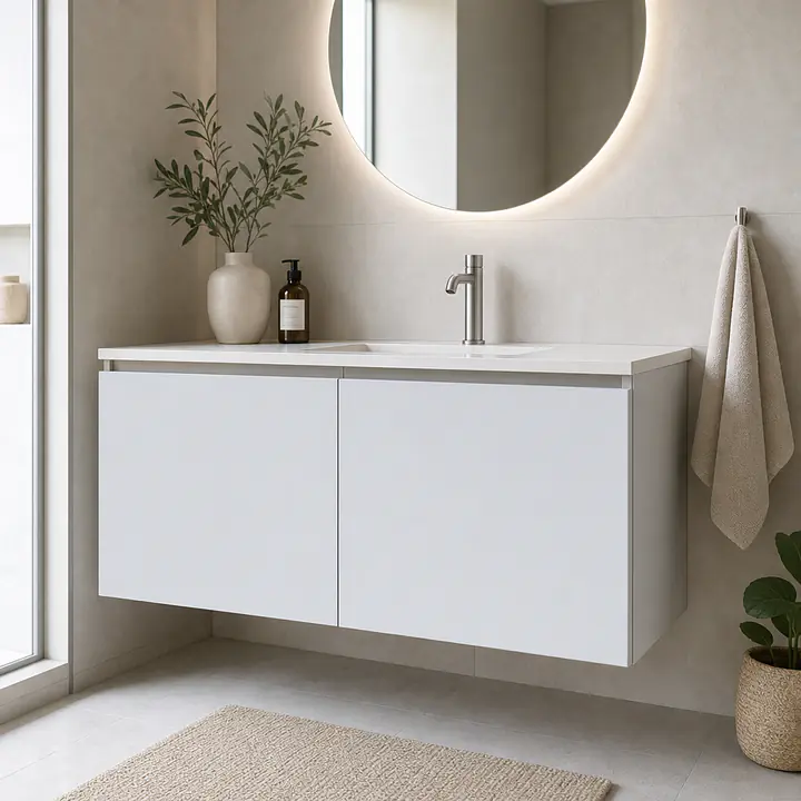 Möbelfolie Weiß Matt für moderne Möbel auf Badmöbel