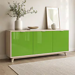 Möbelfolie Limettengrün glänzend auf Sideboard