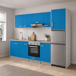 Möbelfolie Hellblau matt auf Küche