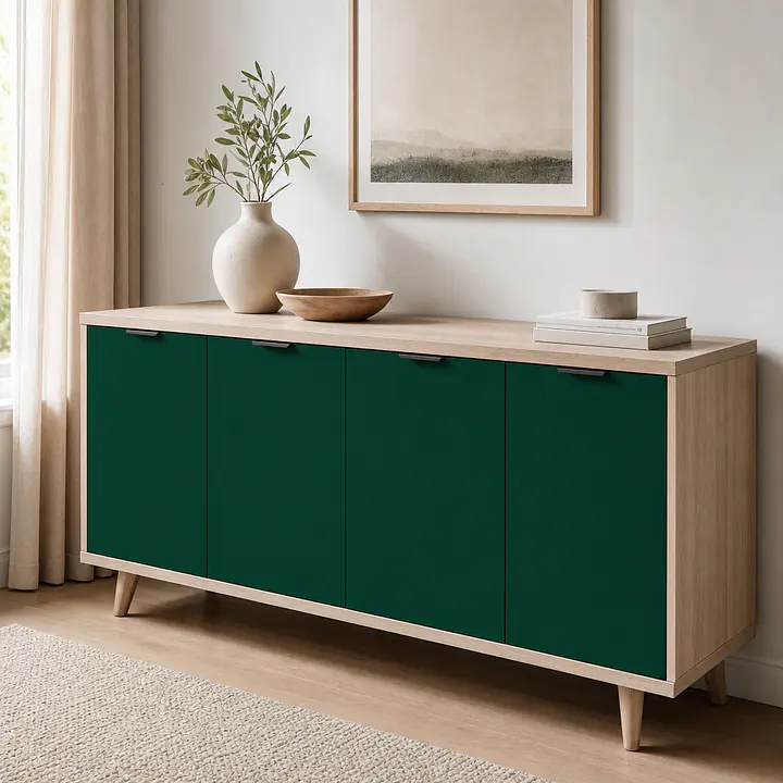 Möbelfolie Dunkelgrün Matt auf Sideboard