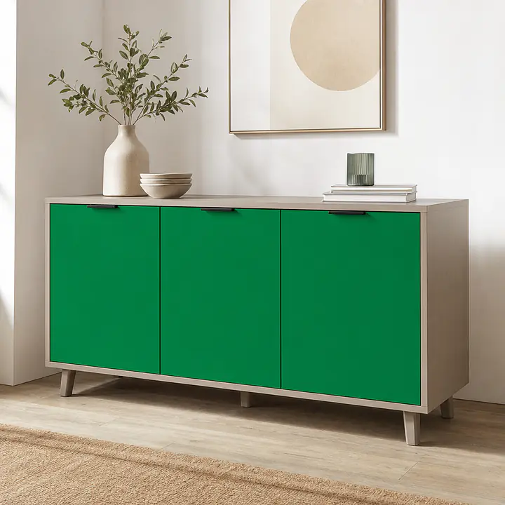 Möbelfolie Hellgrün matt – einfarbig auf Sideboard