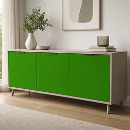 Möbelfolie Gelbgrün matt – kräftiges Akzentdekor auf Sideboard