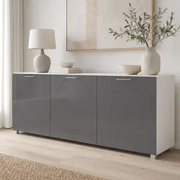 Möbelfolie Silbergrau Metallic glänzend auf Sideboard