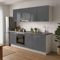Möbelfolie Silbergrau Metallic glänzend auf Küche