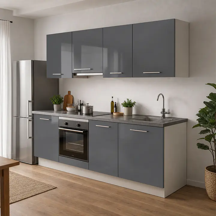 Möbelfolie Silbergrau Metallic glänzend auf Küche