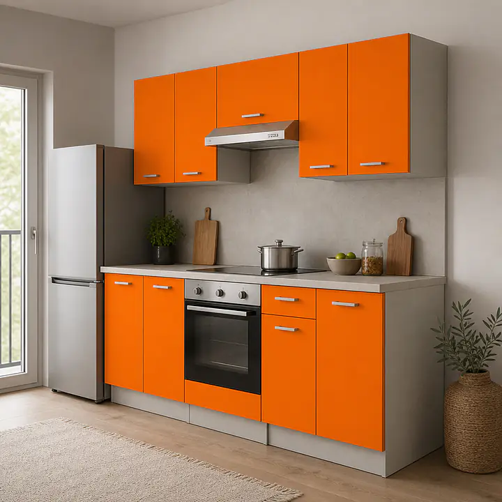 Möbelfolie Pastell-Orange matt auf Küche