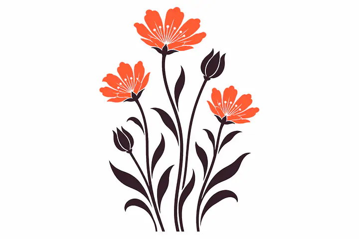 Night Garden Wandtattoo - Größe: Klein – ca. 35 × 60 cm installiert, Farbe: Plum Noir und Farbe 2 – Akzent: Persimmon