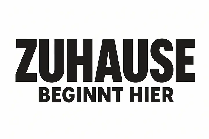 ZUHAUSE BEGINNT HIER Wandtattoo - Größe: Klein – ca. 60 × 20 cm installiert, Farbe: Ink Black