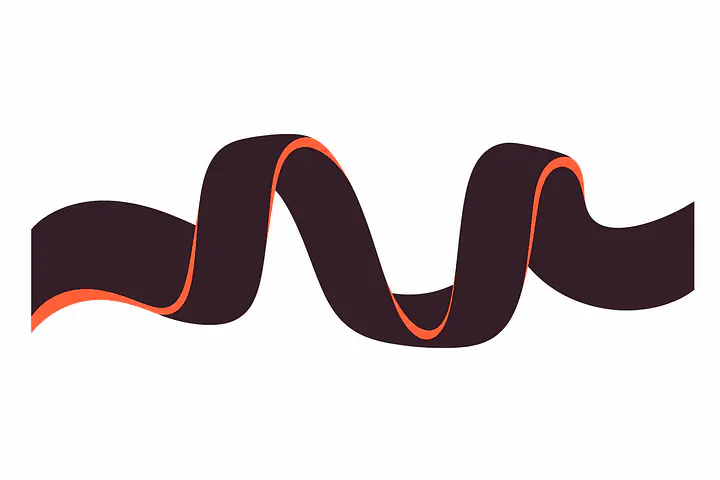Ribbon Fold Wandtattoo - Größe: Klein – ca. 60 × 35 cm installiert, Farbe: Plum Noir und Farbe 2 – Akzent: Persimmon