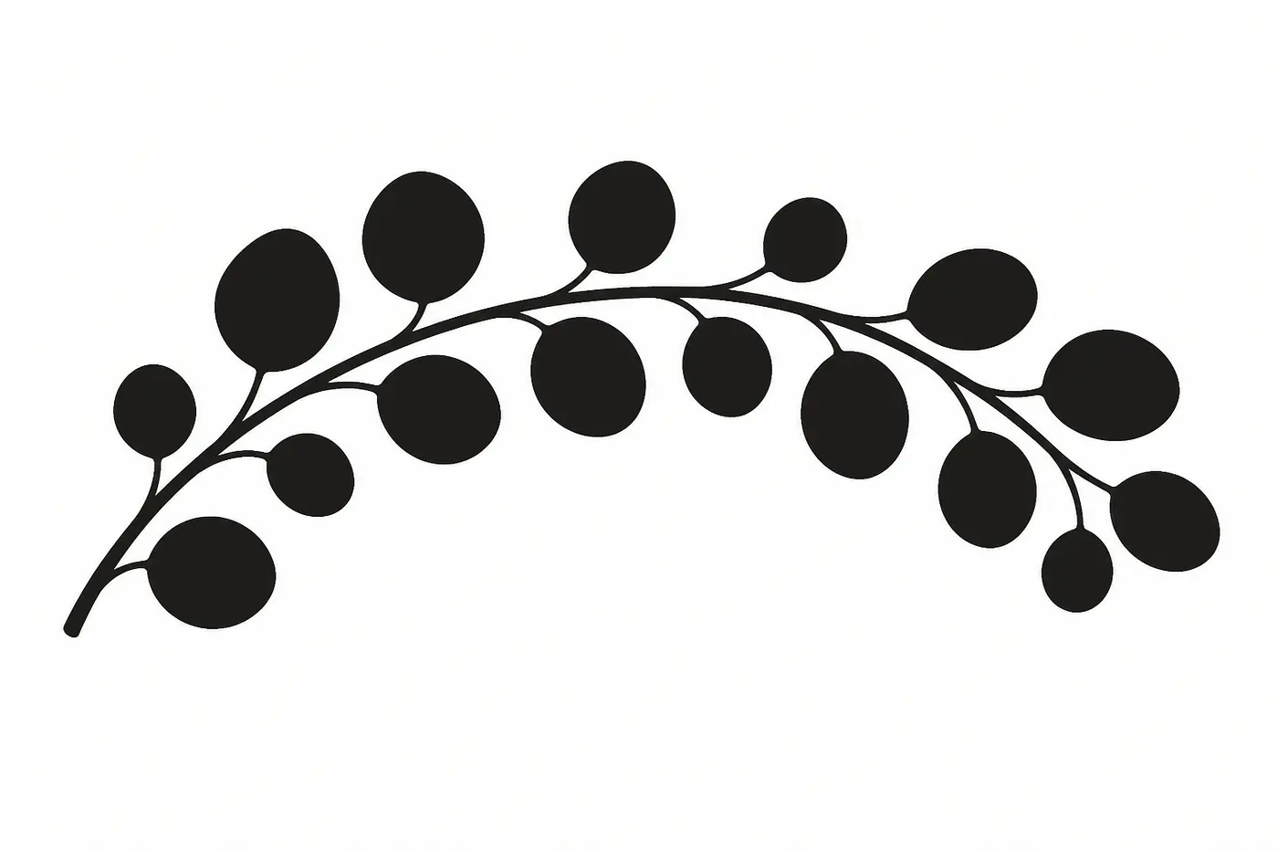Eucalyptus Arc Wandtattoo - Größe: Klein – ca. 70 × 22 cm installiert, Farbe: Ink Black