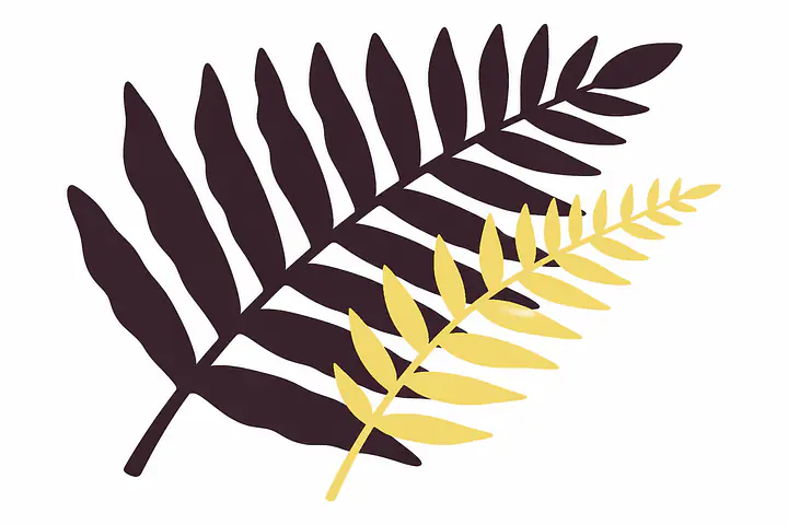 Fern Shadow – Wall Decal - Größe: Klein – ca. 60 × 35 cm installiert, Farbe: Plum Noir, and Farbe 2 – Akzent: Butter