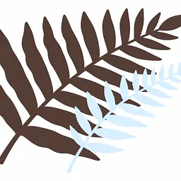 Fern Shadow – Wandtattoo - Größe: Groß – ca. 120 × 70 cm installiert, Farbe: Cocoa und Farbe 2 – Akzent: Cool Blue
