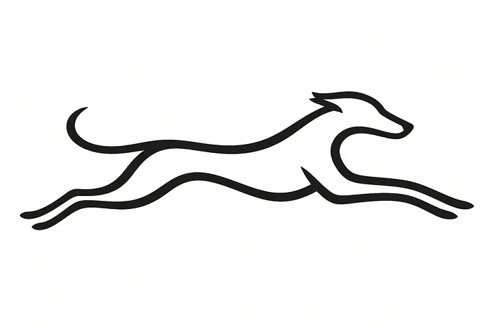 Swift Line – springender Windhund Wandtattoo - Größe: Klein – ca. 60 × 35 cm installiert, Farbe: Ink Black