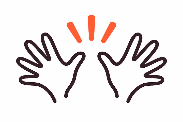 Jazz Hands Wandtattoo - Größe: Klein – ca. 60 × 35 cm installiert, Farbe: Plum Noir und Farbe 2 – Akzent: Persimmon