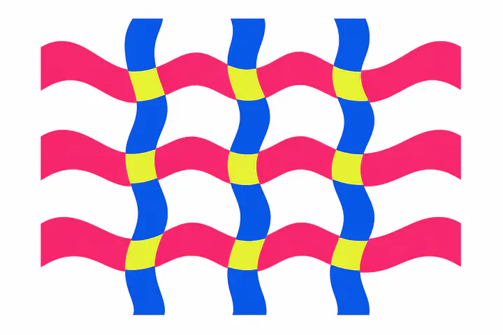 Neon Wave Grid Wandtattoo
