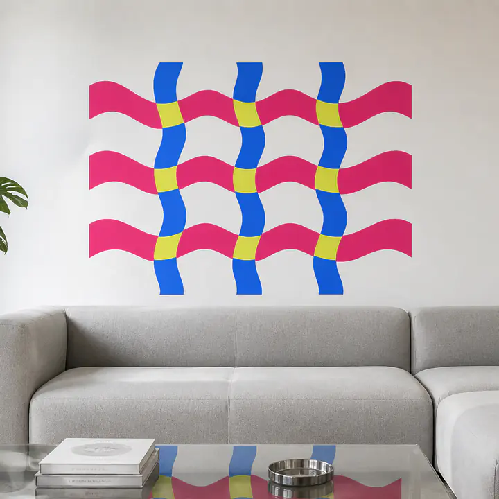 Neon Wave Grid Wandtattoo secondary image