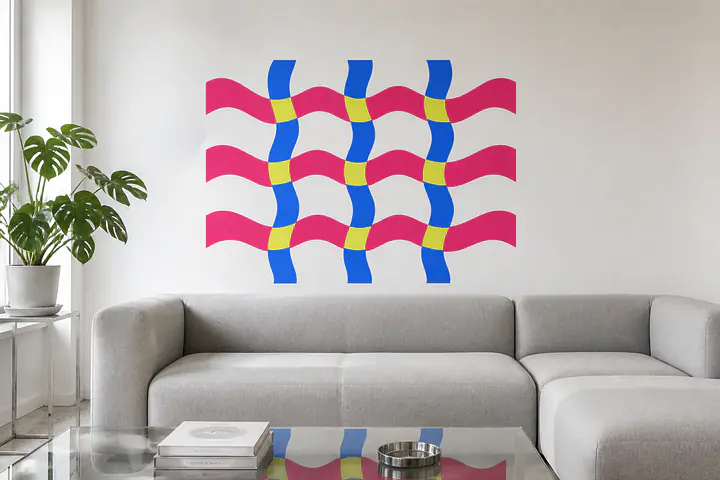 Neon Wave Grid Wandtattoo